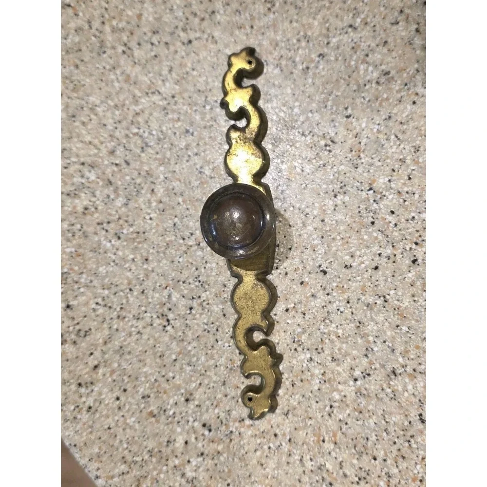46 Vintage Brass Cabinet Knobs w/ Ornate Brass Backplate 5